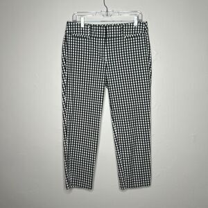 Ann Taylor Factory Womens Gingham‎ Pants 8 Black White Cropped Classic Office